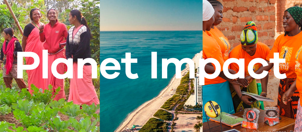 Three images from non-profits represent the Planet Impact Fund